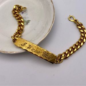 Vintage Kreisler Electroplated Gold ID Chain Bracelet